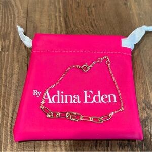 Adina Eden Pavé Safety Pin Paperclip Bracelet gold-plated sterling silver